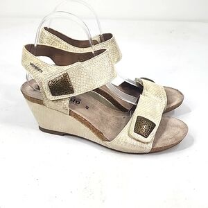 MEPHISTO Jackie Sandals Optimal Shock Absorption Wedge Sandals Snake Sand 40 10